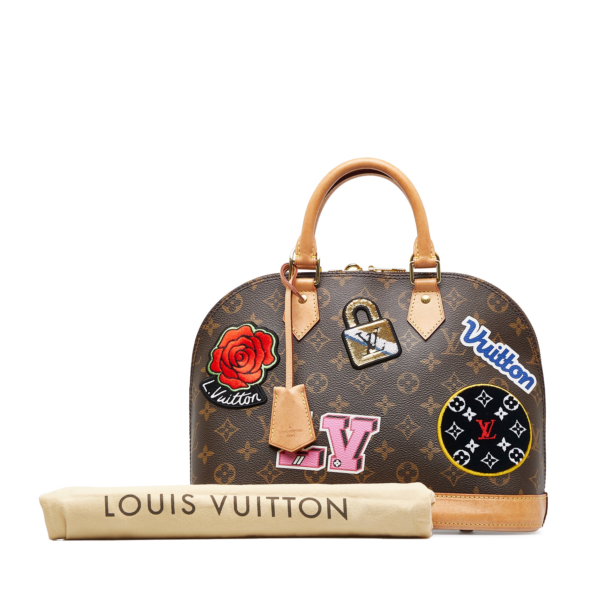 Louis Vuitton Alma PM Patches Monogram Canvas Satchel Bag
