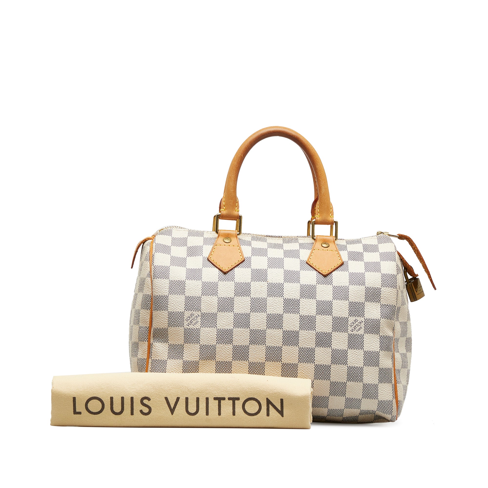 White Louis Vuitton Damier Azur Speedy 25 Boston Bag – Designer Revival