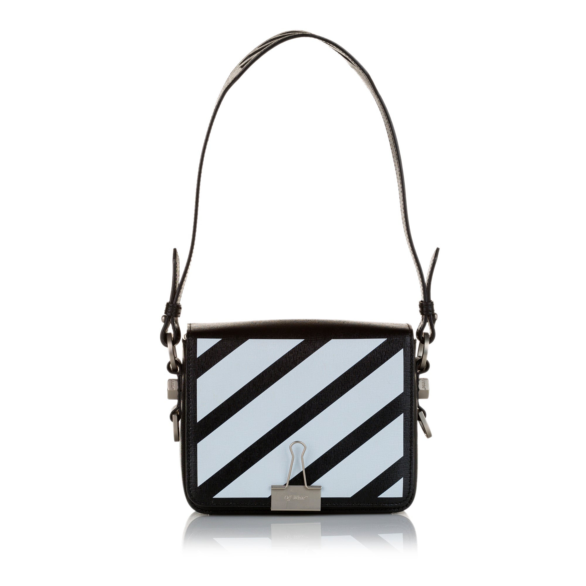 Black Off White Binder Clip Leather Crossbody Bag – Designer Revival