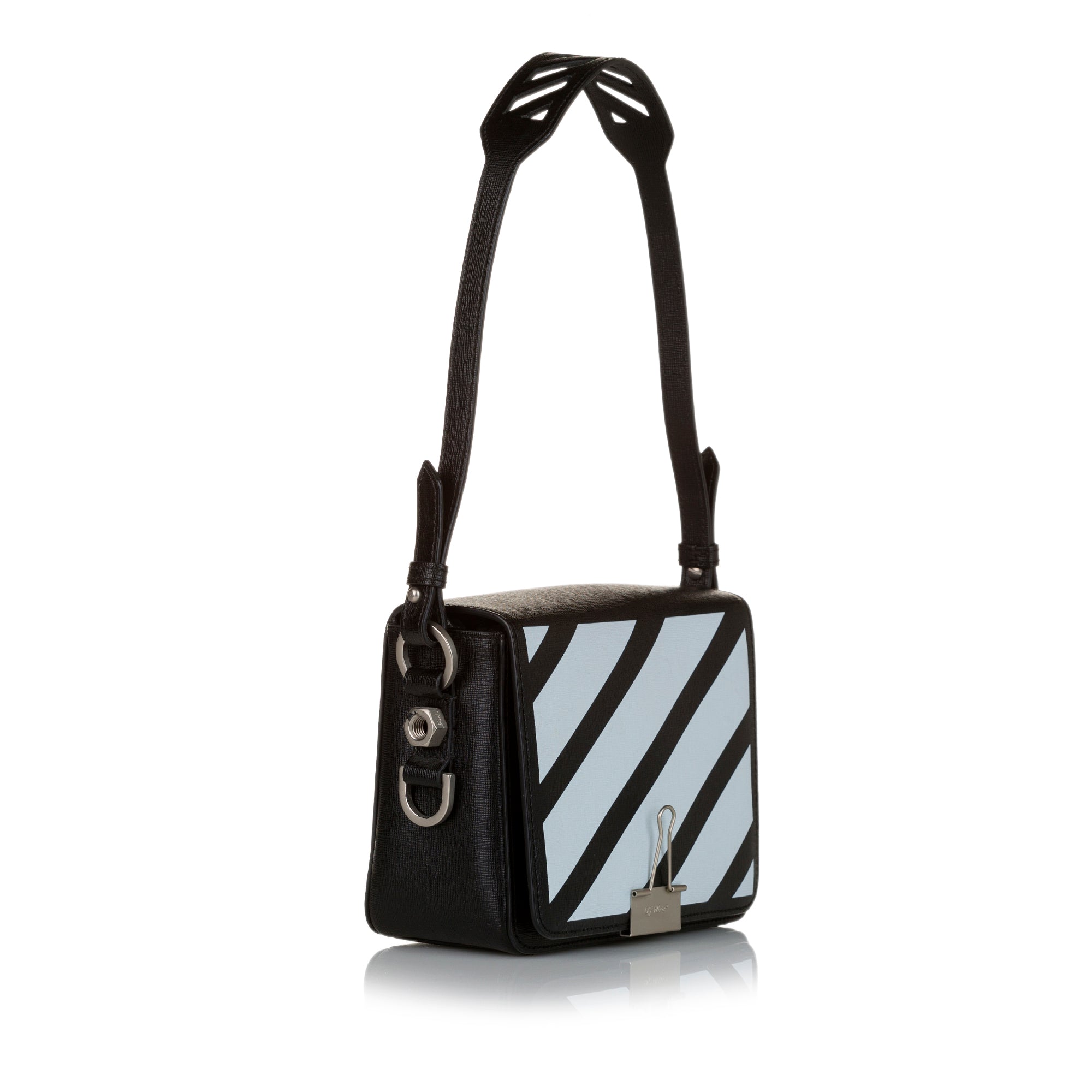 Black Off White Binder Clip Leather Crossbody Bag – Designer Revival