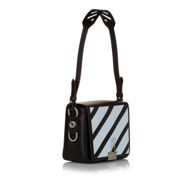 Black Off White Binder Clip Leather Crossbody Bag - Designer Revival