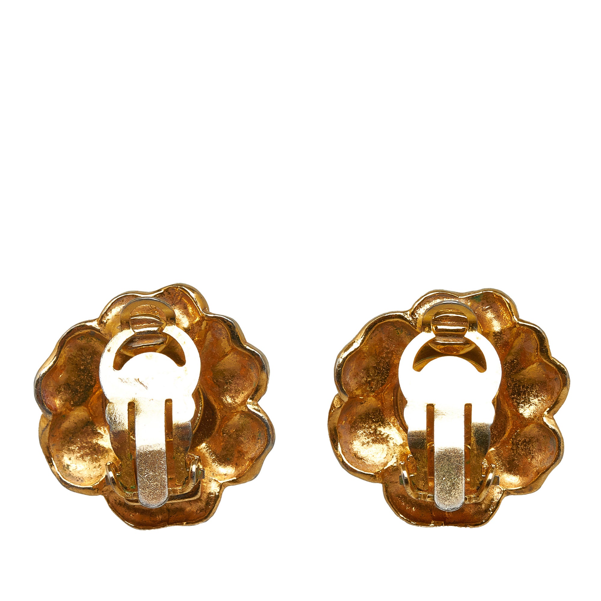 Gold Chanel Camellia Clip-on Earrings – Designer Revival