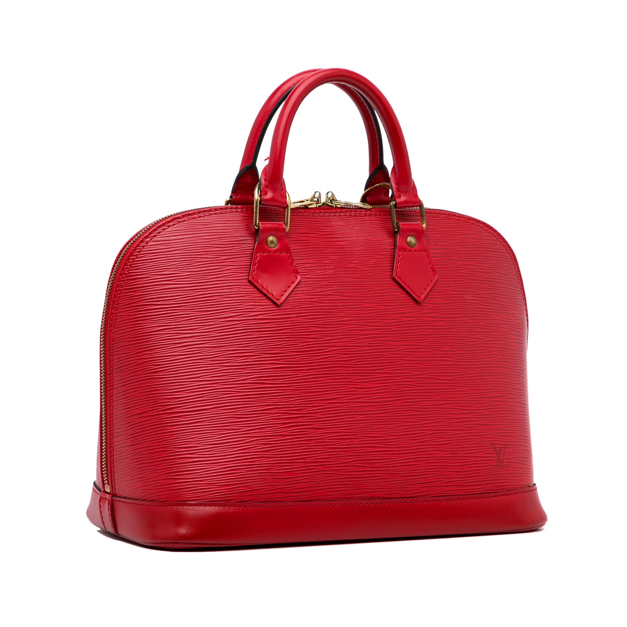 LOUIS VUITTON Alma PM Epi Leather Satchel Bag Red