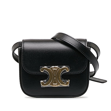 Black Celine Mini Triomphe Crossbody Bag - Designer Revival