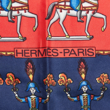 Red Hermes Les Artificiers Silk Scarf Scarves - Designer Revival