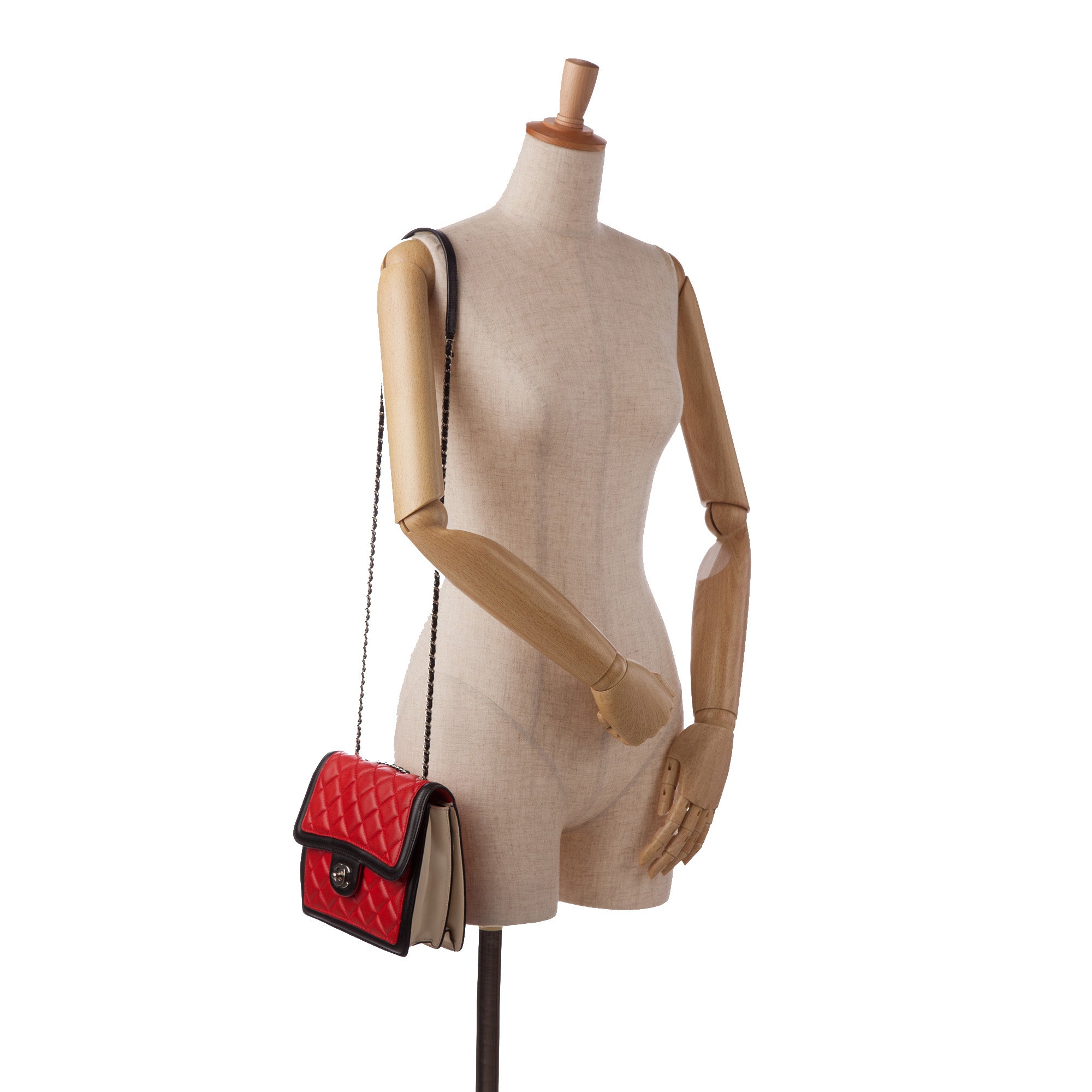 Red Chanel Mini Square Graphic Flap Crossbody Bag