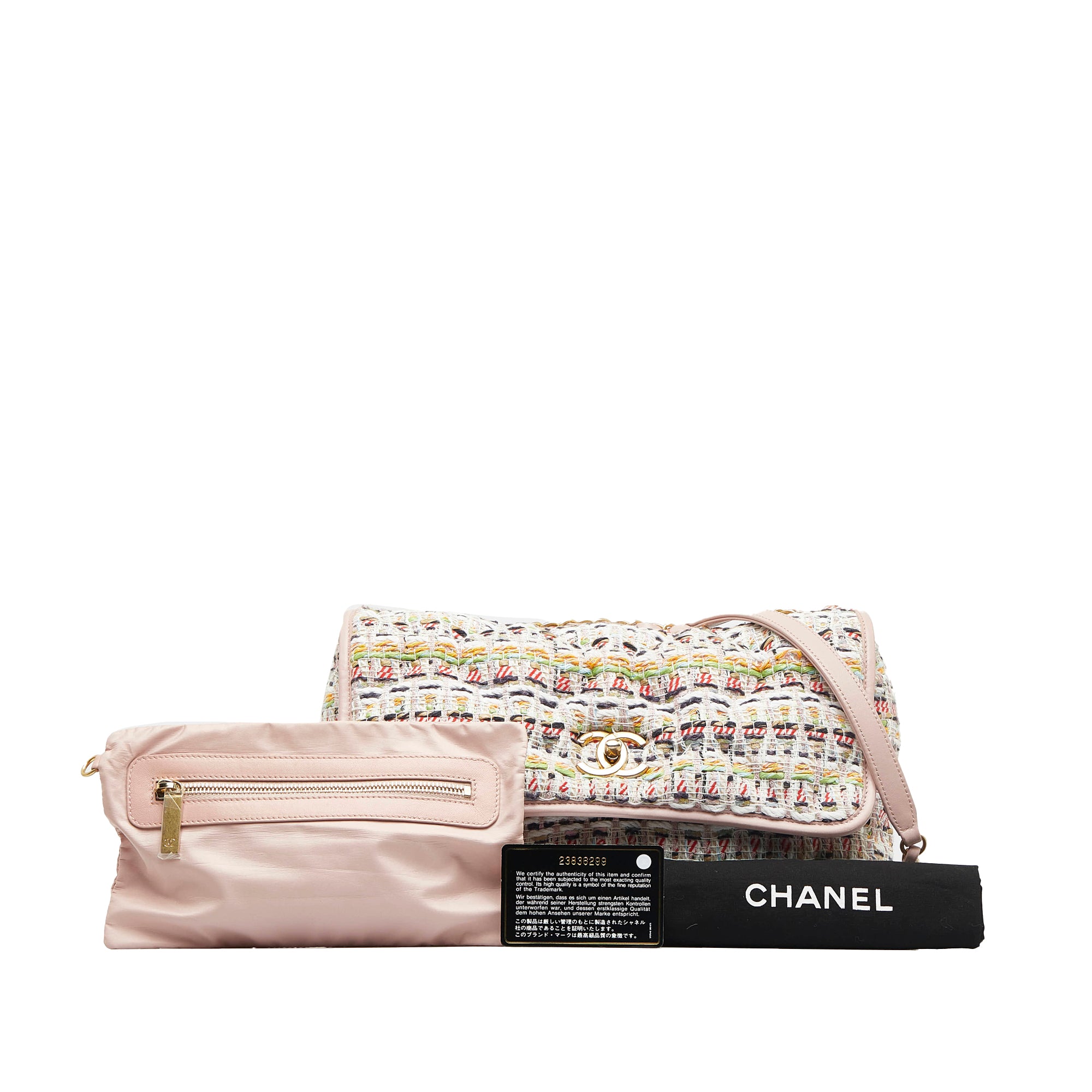 White Chanel Jumbo Tweed Chesterfield Single Flap Shoulder Bag