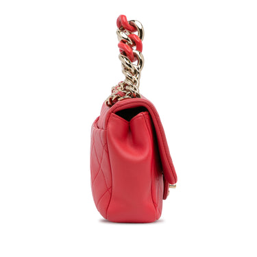 Red Chanel Mini Lambskin Elegant Chain Single Flap Satchel - Designer Revival
