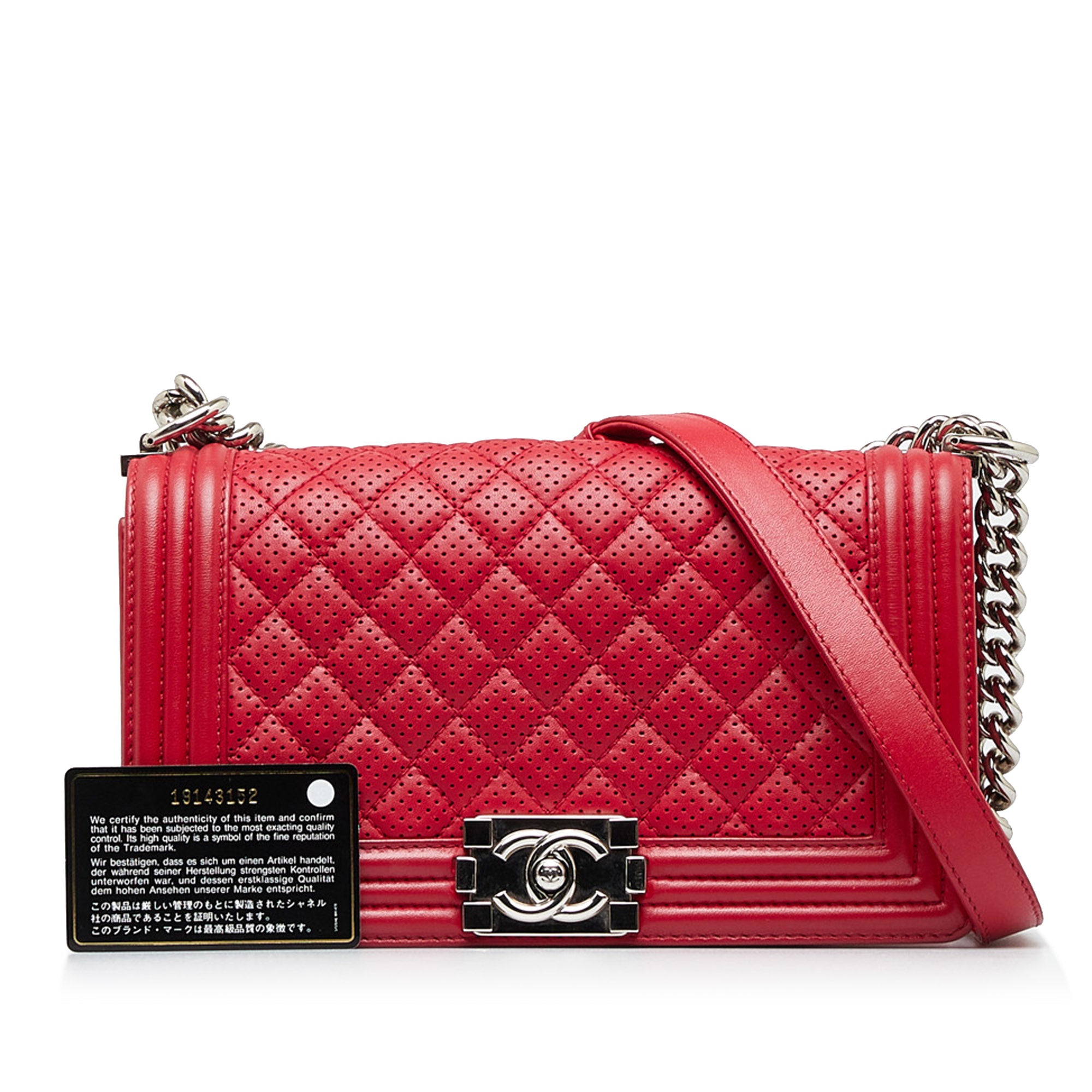 Chanel Lambskin Quilted Medium Boy Red Flap Bag Auction