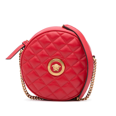 Red Versace Quilted Round La Medusa Camera Bag - Designer Revival
