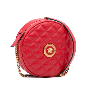 Red Versace Quilted Round La Medusa Camera Bag - Designer Revival