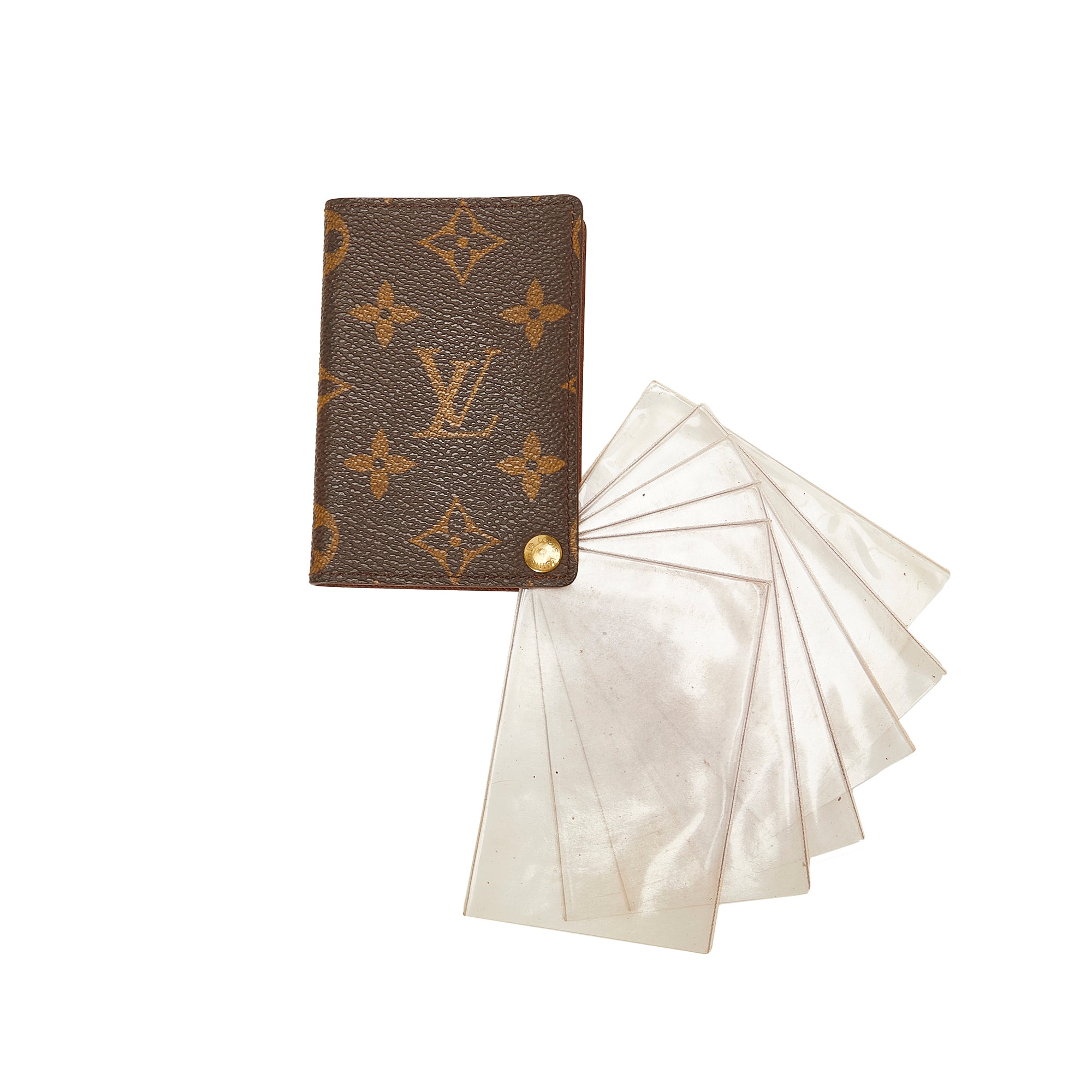 Louis Vuitton Womens Monogram Coated Canvas Porte cartes Credit Pression Brown