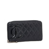 Black Chanel Cambon Ligne Zip Around Wallet