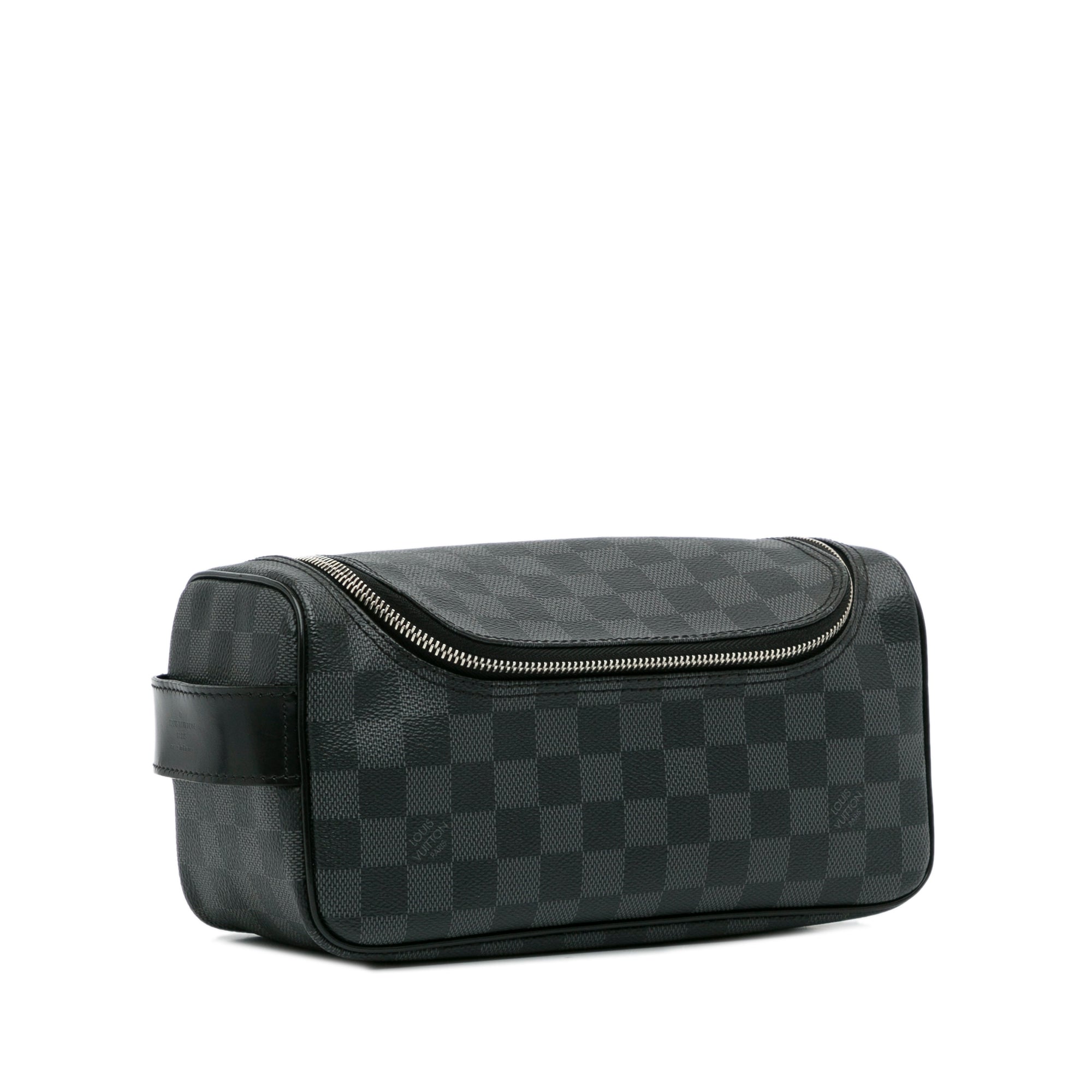 Auth Louis Vuitton Damier Graphite Toiletry Black Pouch N47625 Used F/S