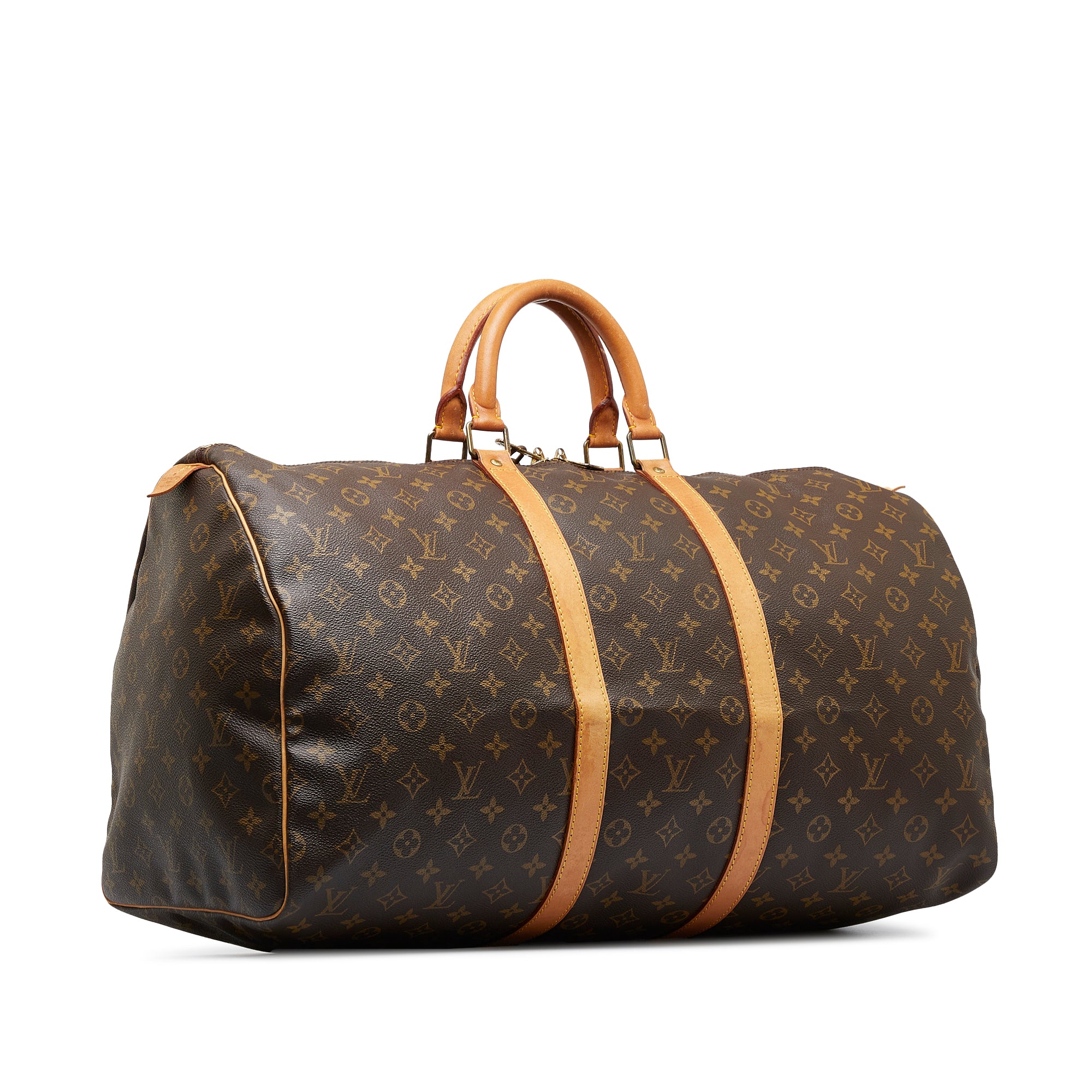 Keepall vegan leather travel bag Louis Vuitton Brown in Vegan leather -  34778544