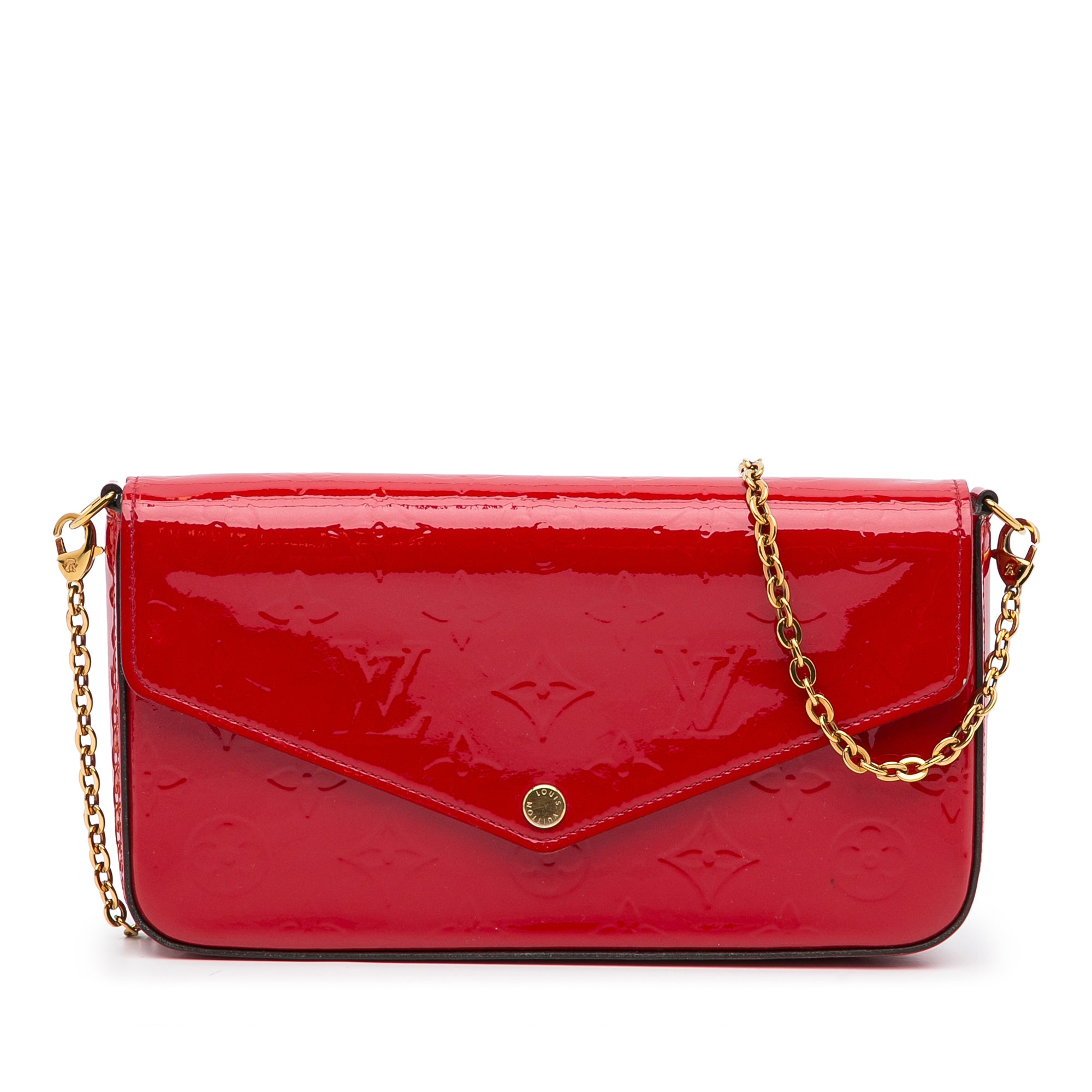 Louis Vuitton Vernis Felicie Pochette Chain Wallet Cherry