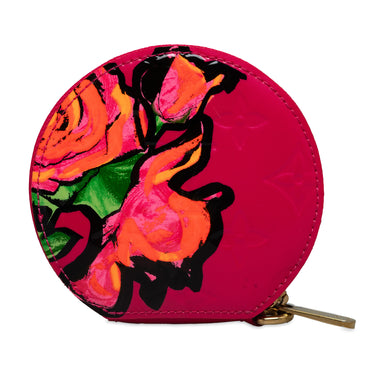 Pink Louis Vuitton Monogram Vernis Roses Coin Pouch - Designer Revival